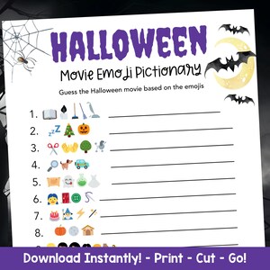 Halloween Movie Emoji Pictionary Halloween Printables Games - Etsy