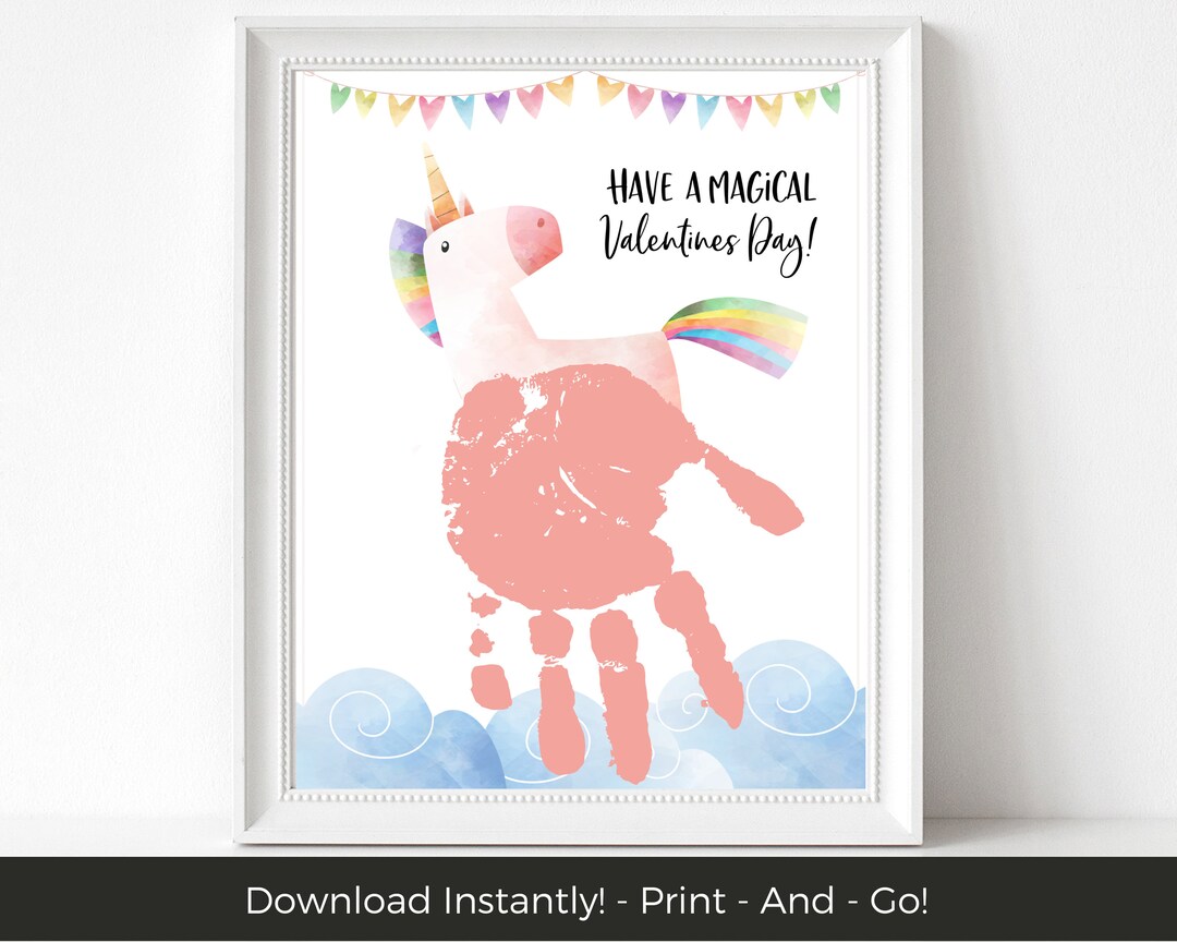 Unicorn Printable Handprint Art Valentine Handprint Craft for - Etsy