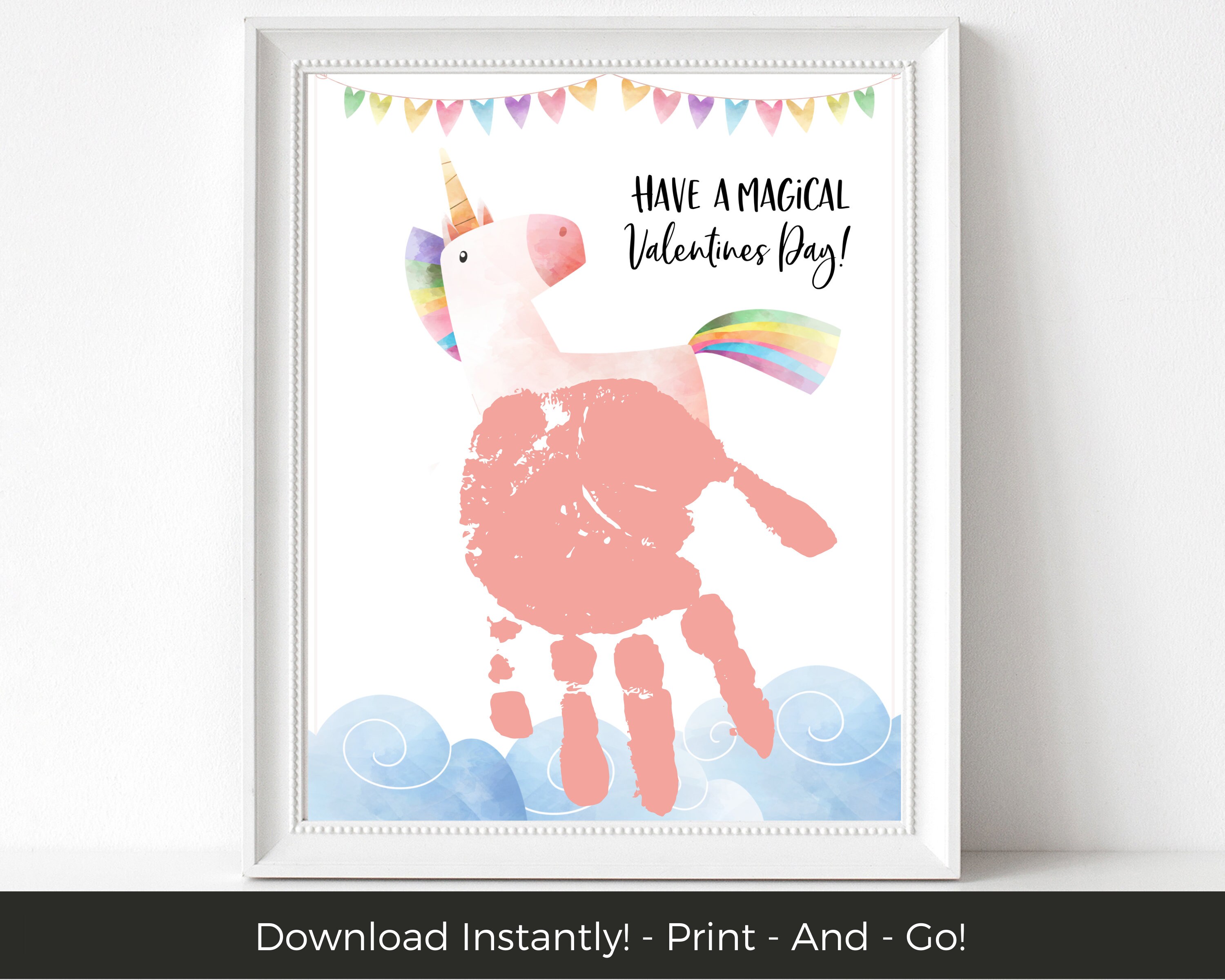 Unicorn Printable Handprint Art Valentine Handprint Craft for Etsy