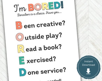 Summer Rules Printable, Summer Rules List for Kids, PDF Instant Download, Summer Rules Checklist, Boredom Buster, I'm Bored Sign