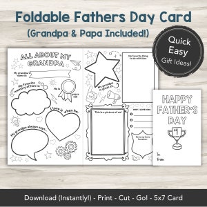 Tarjeta imprimible del Día del Padre, Todo sobre el regalo de mi abuelo de los nietos, Tarjeta imprimible para el abuelo, Regalo fácil para la idea del abuelo