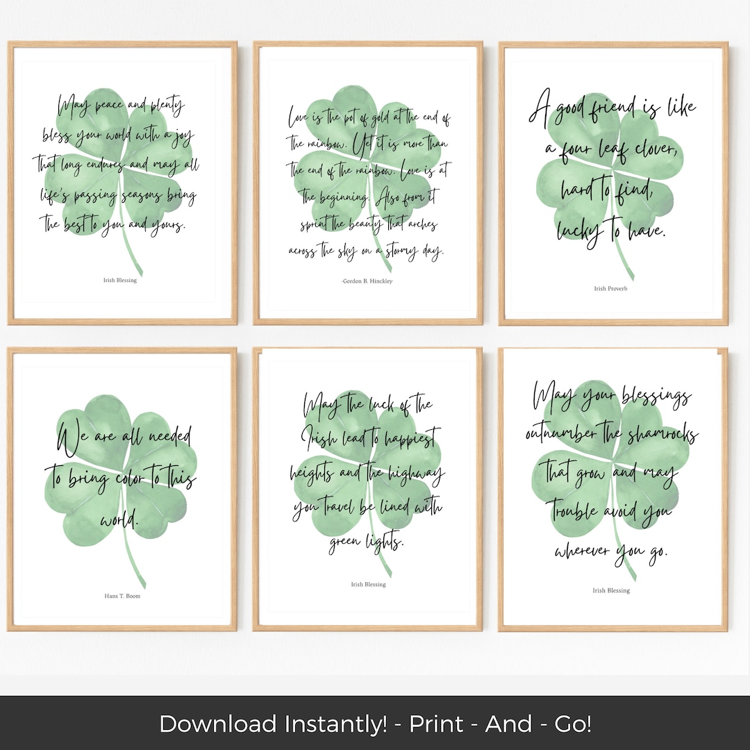Irish Blessing Wall Art Set of 6 Prints, St Patricks Day Printable Wall ...