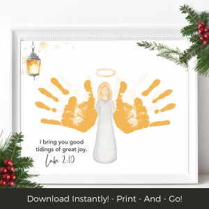Angel Scripture Handprint Christmas Craft DIY, Baby&#39;s First Christmas Toddler Christmas Keepsake, Christian Bible Verse Craft