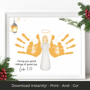 Angel Scripture Handprint Christmas Craft DIY, Baby's First Christmas Toddler Christmas Keepsake, Christian Bible Verse Craft