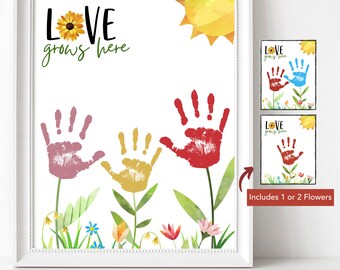 Printable Crafts for Kids, Flower Handprint Valentine Art, Preschool Activities Handprint Gift, Valentines Day Craft for Kids, Toddler Craft