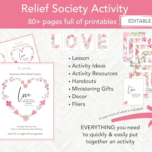 Relief Society Valentines Day Activity, RS Activity Invitation Printable, LDS Printable Ministering Idea, Church of Jesus Christ 2024
