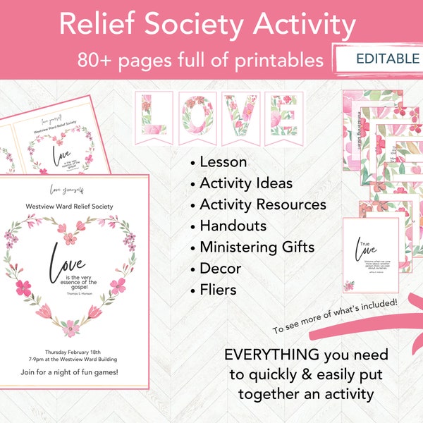 Relief Society Valentines Day Activity, RS Activity Invitation Printable, LDS Printable Ministering Idea, Church of Jesus Christ 2024