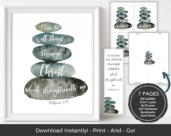 LDS Young Women 2024 Youth Theme, I Can Do All Things Printable, LDS Watercolor Scripture, LDS Quote Philippians 4:13, Missionary Scripture