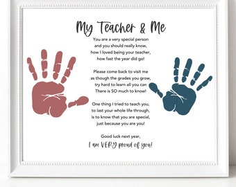 Teacher Appreciation, My Teacher and Me, End of School Year Poem, Personalized Gift for Teacher From Student, DIY Teacher Gift Handprint Art
