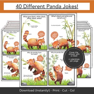Cartes imprimables de Saint-Valentin de panda roux pour des enfants, cartes de Saint-Valentin d'enfants téléchargement immédiat, Saint-Valentin de salle de classe, carte de Saint-Valentin drôle enfants