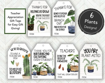 Teacher Plant Gift Tag Printable, Teacher Appreciation Gift Tag, End of Year Teacher Gift Ideas, Kindergarten Teacher Retirement Gift Idea