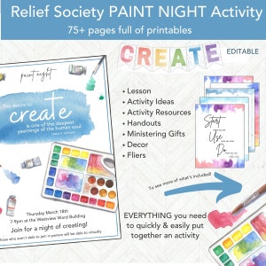 Relief Society Paint Night Activity, RS Activity Invitation Printable, LDS Printable Ministering Idea, Church of Jesus Christ 2024