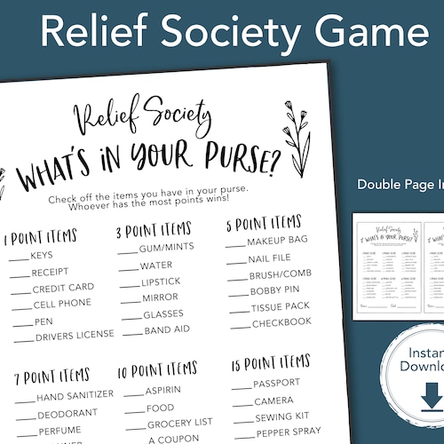 RELIEF SOCIETY Activity Game Bundle Activity Printable Get Etsy