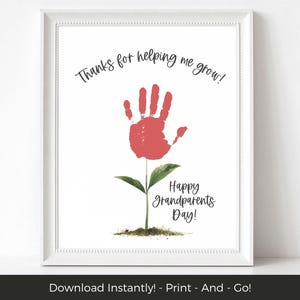 Grandparents Day Handprint Craft Printable, Gift for Grandma Grandpa Flower Handprint Art Activity, Grandparents Day Craft for Class