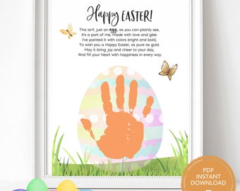 Printable Easter Handprint Craft Ideas, Handprint Art Template, Preschool Craft for Easter, Baby Handprint Keepsake, Activities for Toddlers