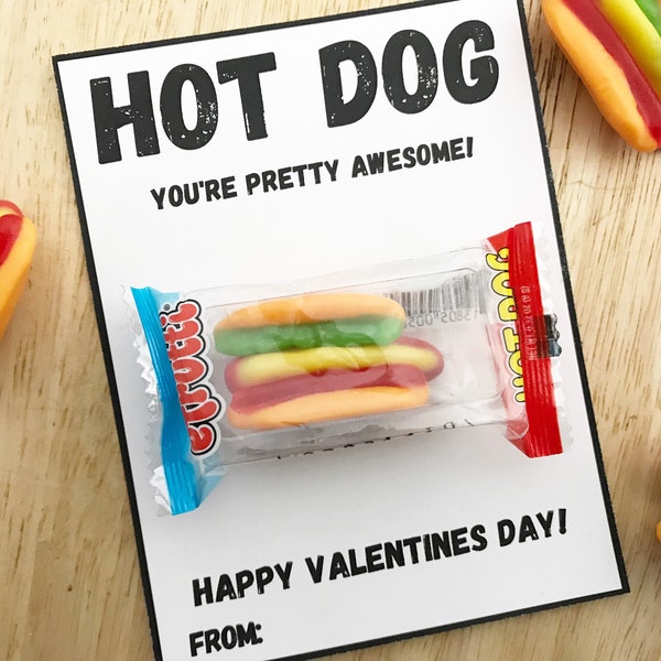 Hot Dog Valentine Card, Valentine Printable Kids Valentine, Funny Valentine Card Kids, Instant Download, Tween Valentine from Teacher