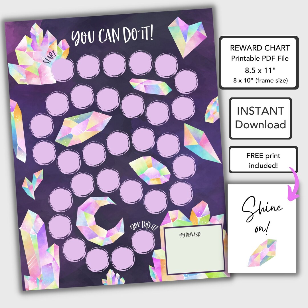 Crystal Reward Examples Crystals Reward Chart for Kids Behavior Chart Printable, Chore Chart ...