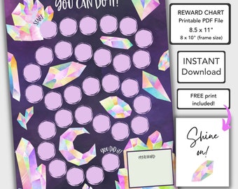 Crystals Reward Chart for Kids Behavior Chart Printable, Chore Chart Toddlers, PDF Instant Download Toddler Sticker Chart, Kids Chart