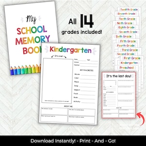 Kids Keepsake Journal, School Memory Book, Back to School Printable, Memory Journal, School Memories Instant Download, School Memory Box