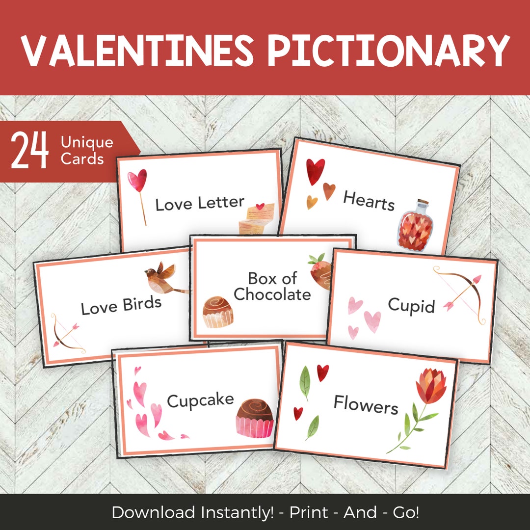 Valentines Pictionary, Valentines Day Games for Families Kids Adults ...