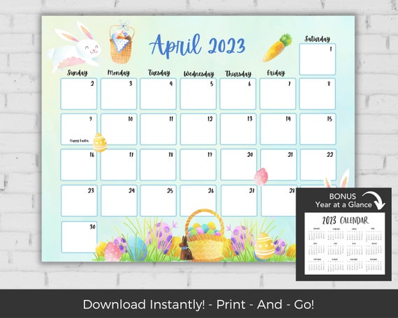 Buy April 2023 Calendar Kids Calendar Printable Calendar 2023 Online in  India - Etsy