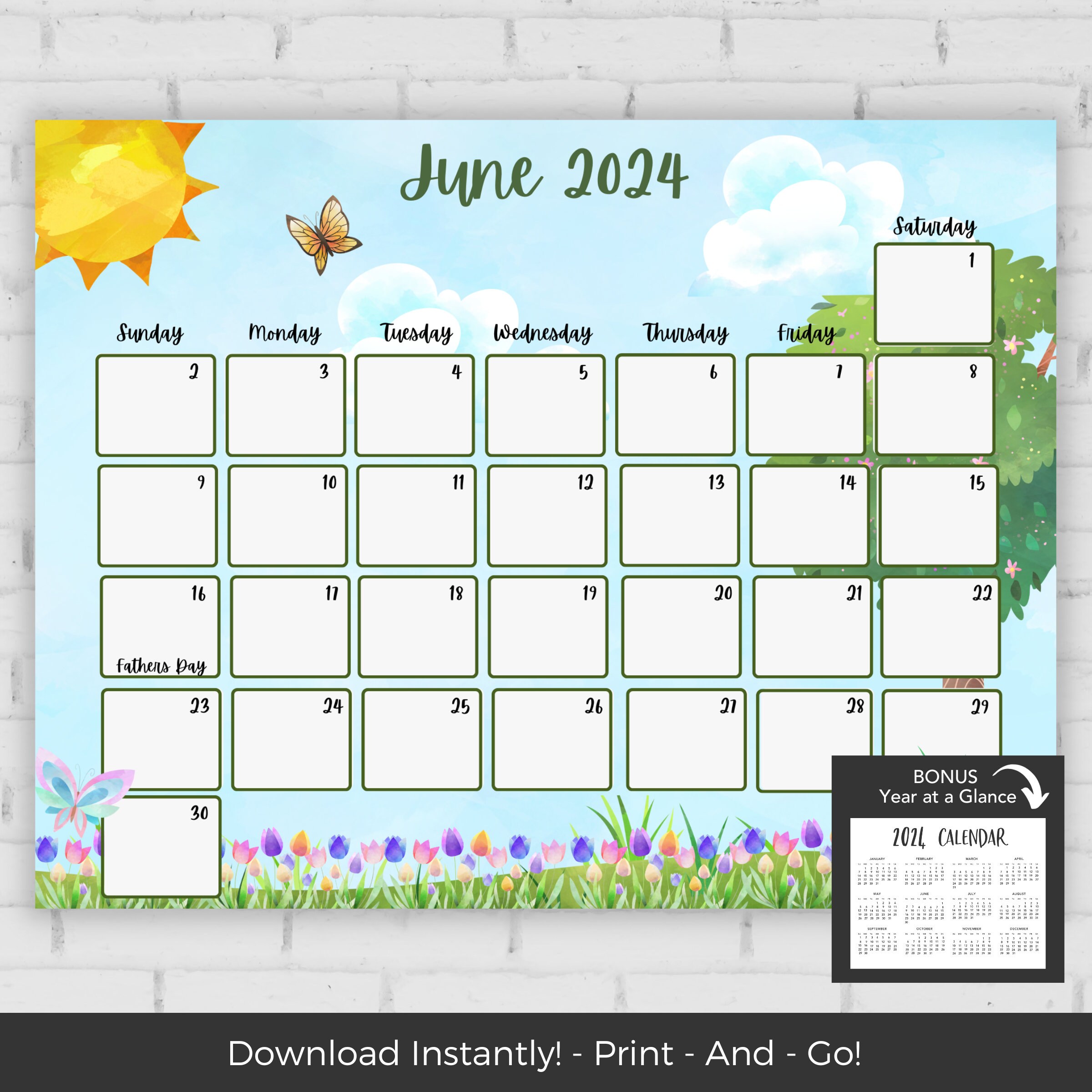 Print June Calendar - Etsy