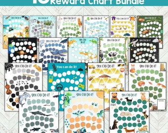 Bundle 'Boy' Themed Kids Reward Chart Printable, Sticker Chart for Kids, Behavior Chart, Potty Training Chart, Reading Chart