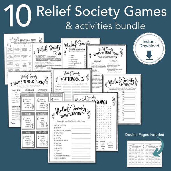 RELIEF SOCIETY Activity Game Bundle, Activity Printable, Get to Know You Printable Pack, LDS Printable Game, Church of Jesus Christ 2022