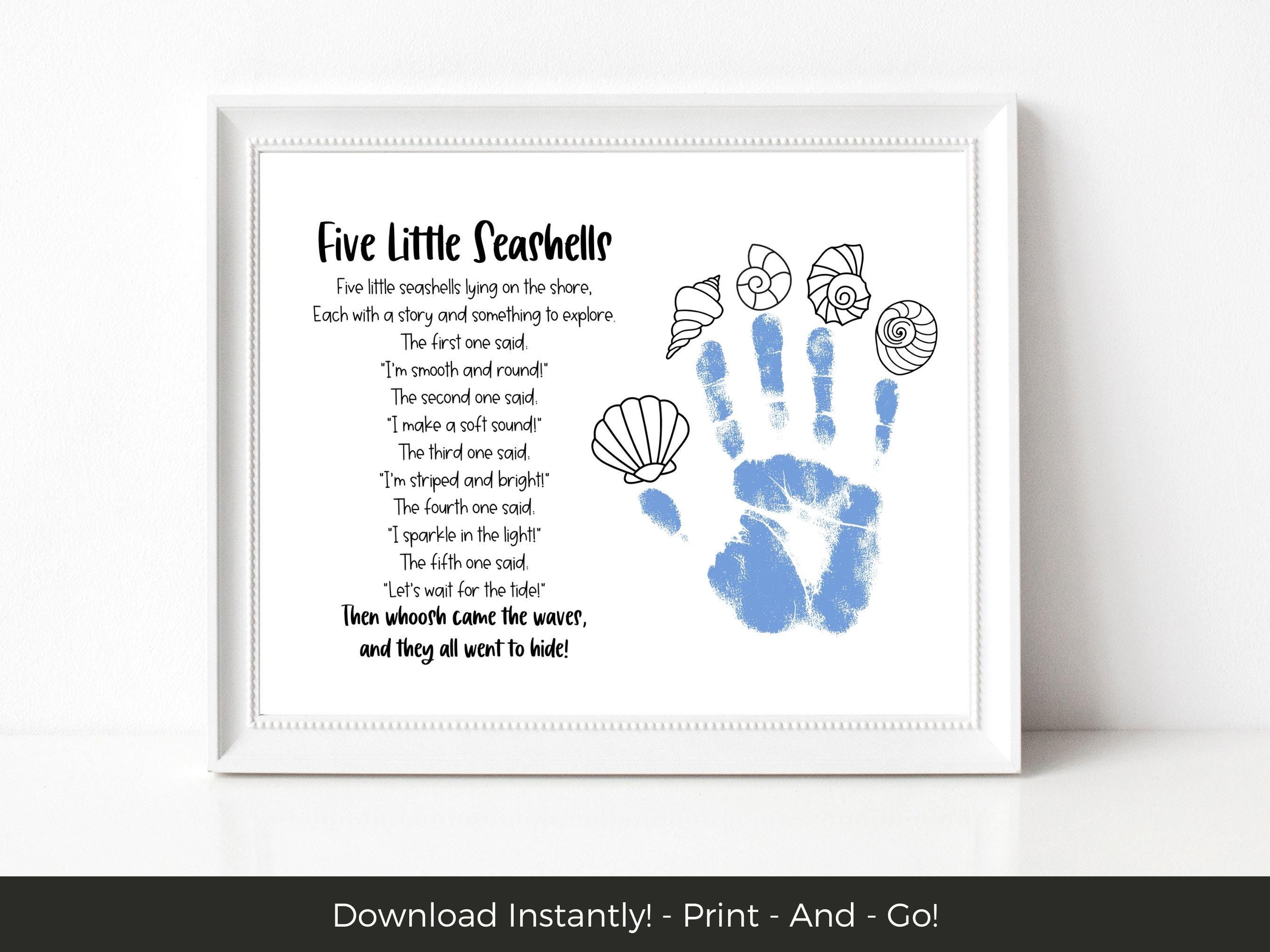 Five Little Seashells Handprint Craft Printable, Summer Preschool…
