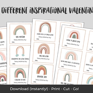 Encouragement Valentine Printable Kids, Boho Rainbow Valentine Card, Non Candy Valentine Printable, Tween Valentine Printable from Teacher