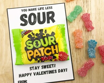 Sour Patch Candy Quotes Sour Candy Valentine Kids Valentine Card With Candy Funny | Etsy