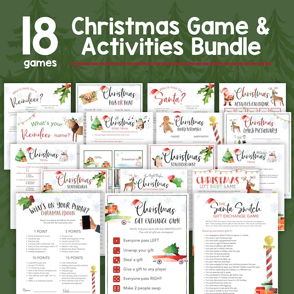 Christmas Games Printable Christmas Games for Adults, Holiday Party Games for Groups, Christmas Trivia, Office Party Christmas Game Bundle