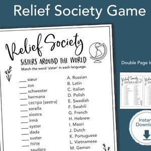 Sisters Around the World Game, Relief Society Activity Game, Relief Society Birthday Game, LDS Printable Game Idea, PDF Instant Download