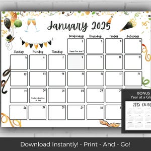 January 2025 Calendar, Kids Calendar Printable, Calendar 2025, Monthly Calendar Printable 2025, Wall Calendar 2025 Calendar Printable
