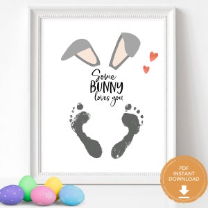 Bunny Feet Easter Craft, Easter Footprint Kids Craft, Baby's First Easter, Toddler Easter Printable Activity, Baby Footprint Craft