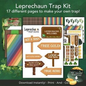 Kit de piège à lutins imprimable, activités de la Saint-Patrick pour les enfants dans la salle de classe, piège à lutins facile à faire soi-même, idée d&#39;artisanat pour la Saint-Patrick