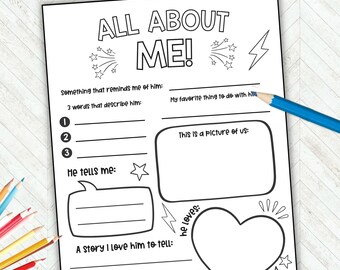 All About Me Printable, Back to School Questionnaire, First Day of School Interview Get to Know You Template, Classroom  Worksheets