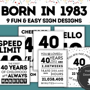 Printable 40th Birthday Decoration for Women Happy 40th - Etsy