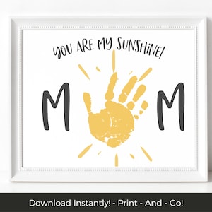 Artesanato do Dia das Mães para crianças, impressão manual do dia das mães para impressão, presente do dia das mães de artesanato infantil para a mãe, presente da vovó, você é meu raio de sol