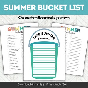 Printable Summer Bucket List Activity Cards, Boredom Busters for Kids, Teens and Families, Kids Summer Schedule Planner, Summer Activities