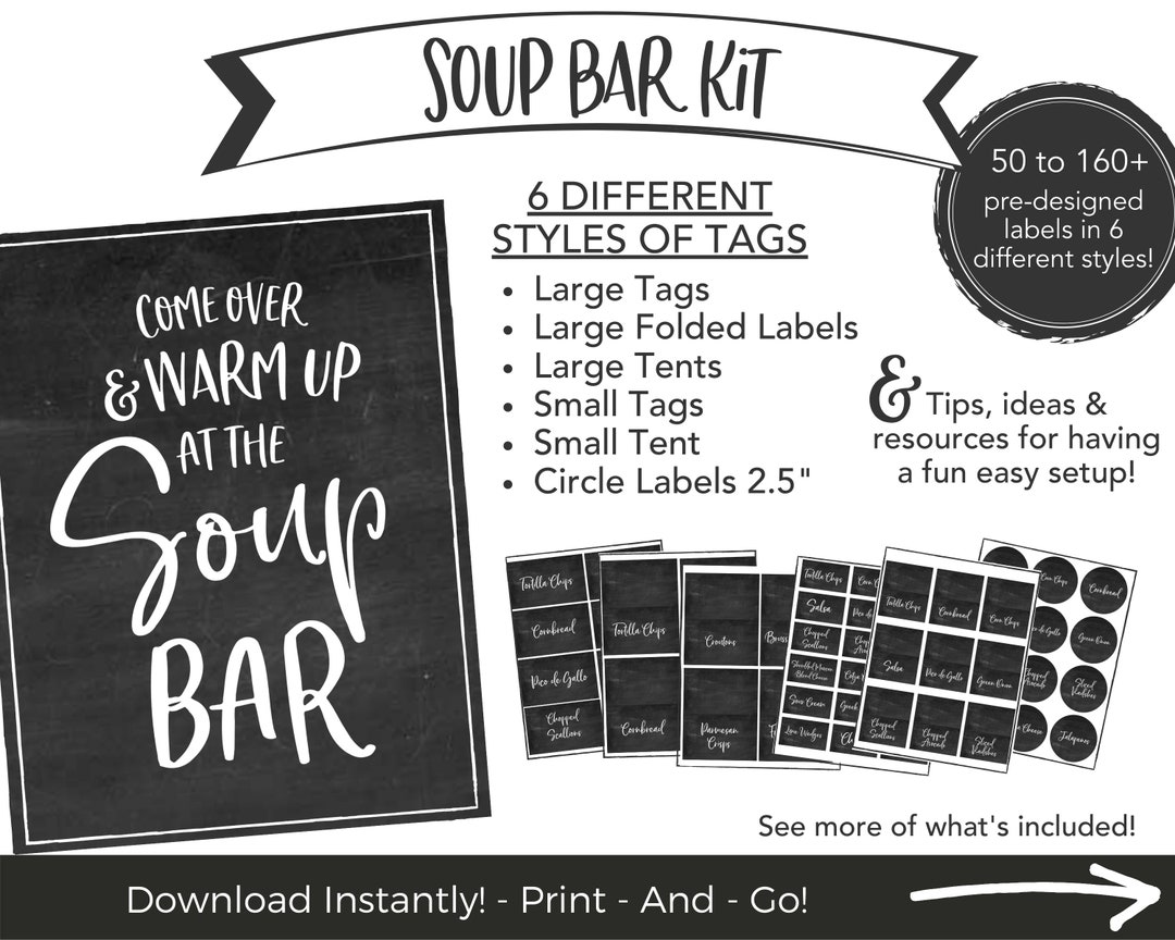 Soup Bar Kit Soup Bar Sign for Christmas Wedding Birthday Etsy