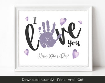 Mothers Day Handprint Art for Kids, Mom Handprint Craft, Mothers Day Activity for Kids, Toddler or Preschool Activities, Printable Craft