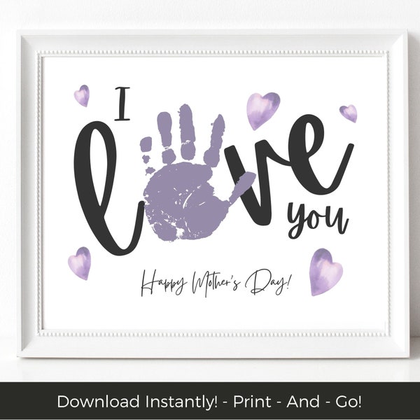 Mothers Day Handprint Art for Kids, Mom Handprint Craft, Mothers Day Activity for Kids, Toddler or Preschool Activities, Printable Craft