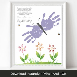 Muttertag Handwerk für Kinder, Muttertag Handabdruck zum Ausdrucken, personalisiertes Muttertagsgeschenk von Kindern, Nana Oma Geschenk, Kinderhandwerk für Mama