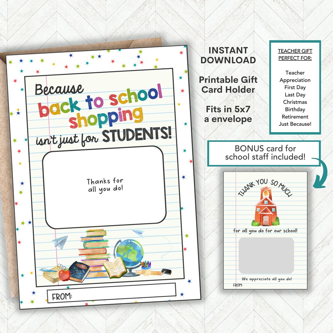 Back to School Gift, Teacher Appreciation Gift Card Holder, 1st Day of ...
