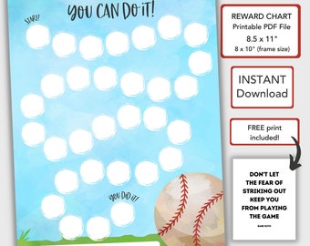 Baseball Reward Chart for Kids Behavior Chart Printable, Chore Chart Toddlers, PDF Instant Download Toddler Sticker Chart, Kids Chart