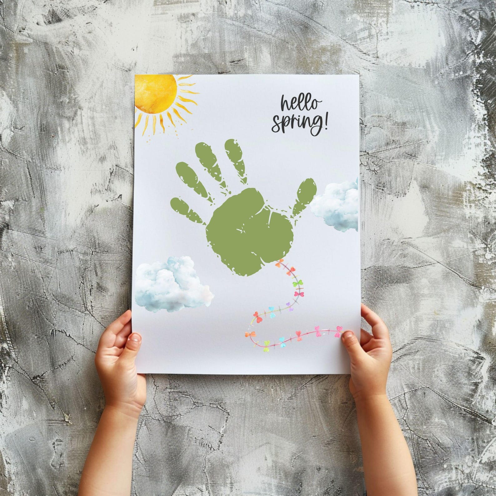 Hello Spring Hand Print Hello Spring Kite Handprint Activity, Preschool or Toddler Handprint ...