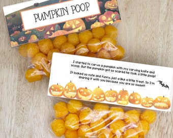 Trick or Treat Pumpkin Poop Goodie Bag, Kids or Teacher Halloween Gift, Halloween Gift Box Printable Tag, Halloween Treats for Kids Favor