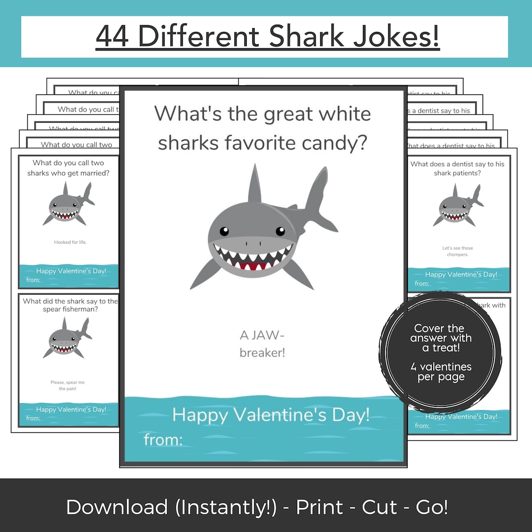 Shark Valentine Cards Printable Jokes - Shark Valentine for Kids Shark ...