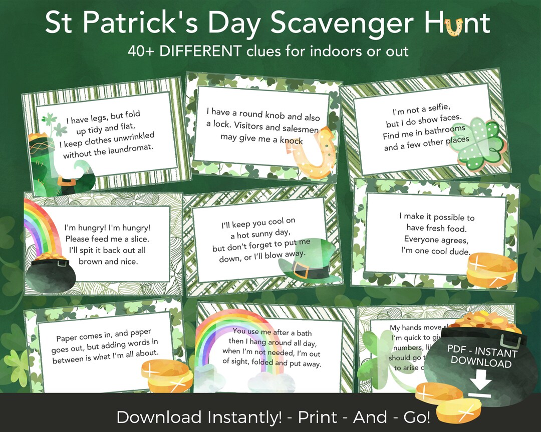 St Patricks Day Game Printable St Patricks Day Scavenger